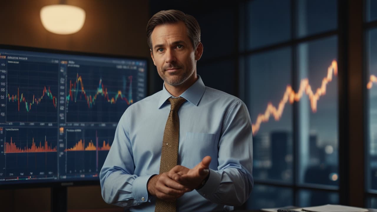 Business professional presenting bid probability data and pricing analytics