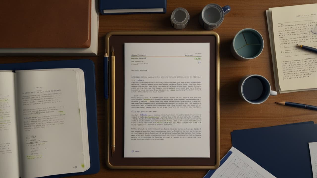 Overhead view of bid analysis documents with strategic annotations